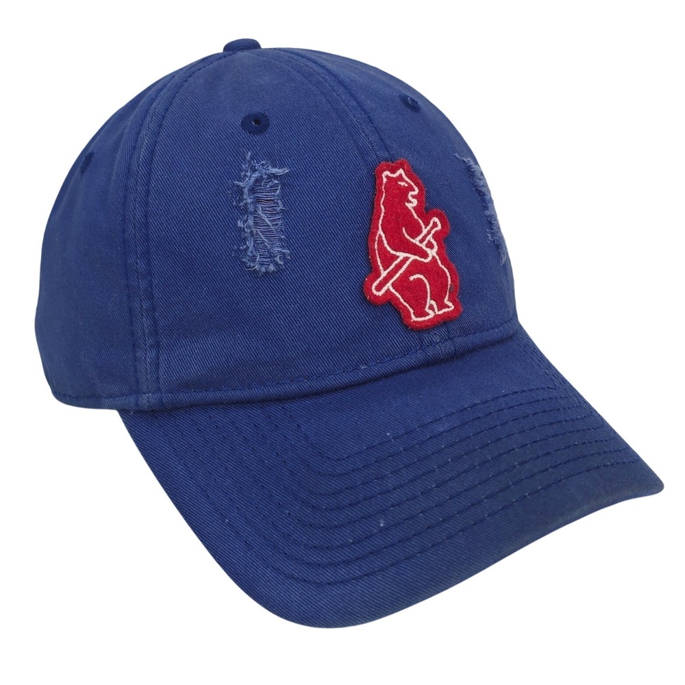 American Needle Chicago Cubs Cooperstown Hat Adult Blue Distressed Bear Baseball